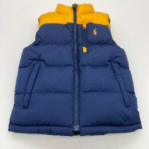 Polo Ralph Lauren Puffer Vest Boys Reversible Blue Green Sz 6 New